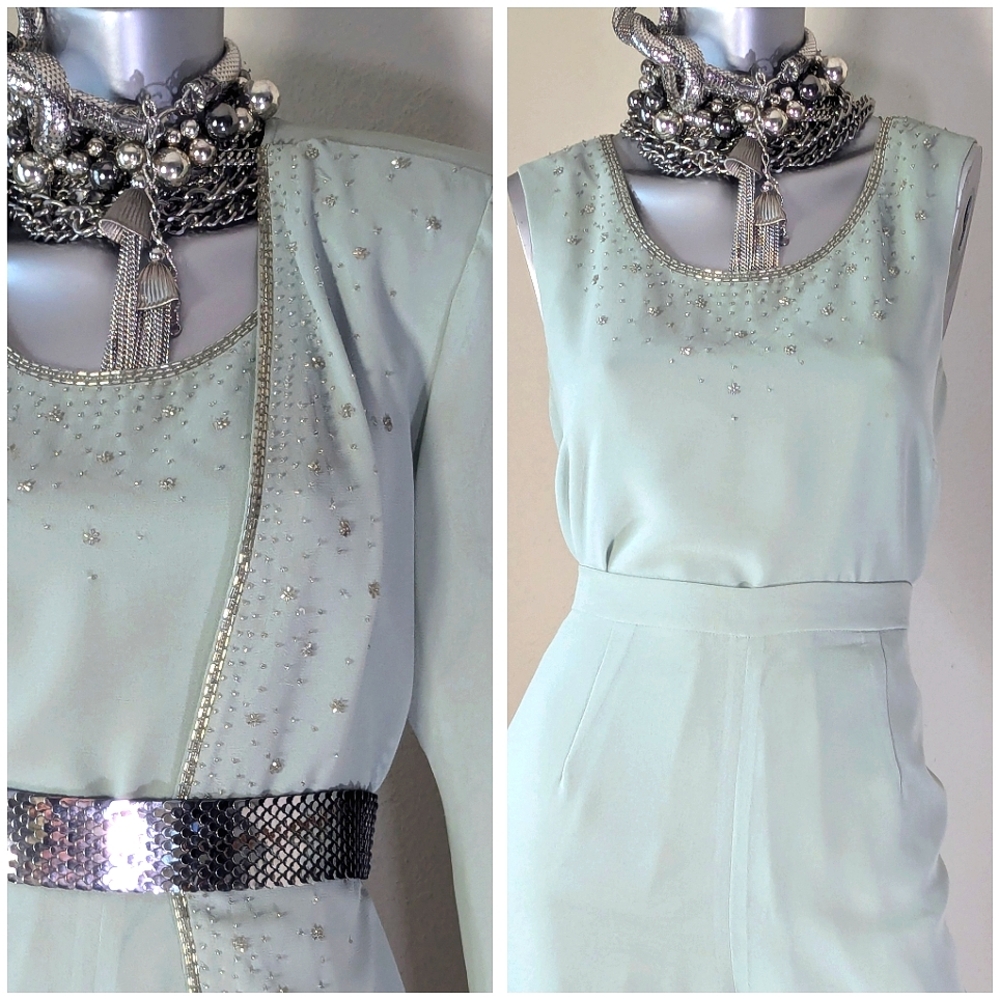 R & M Richards Cocktail Wedding Mother of the Bride Beaded Sequin 3-PC Pantsuit - Picture 5 of 13